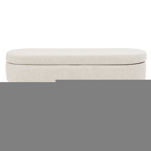 44" Beige and Brown Linen Upholstered Storage Bench with Flip Top