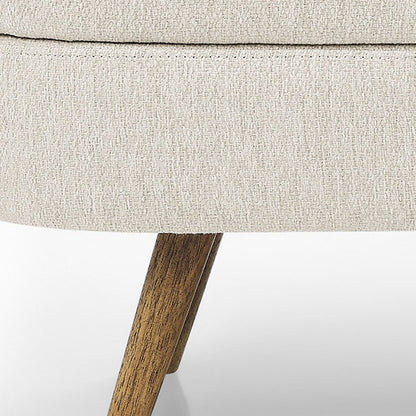 44" Beige and Brown Linen Upholstered Storage Bench with Flip Top