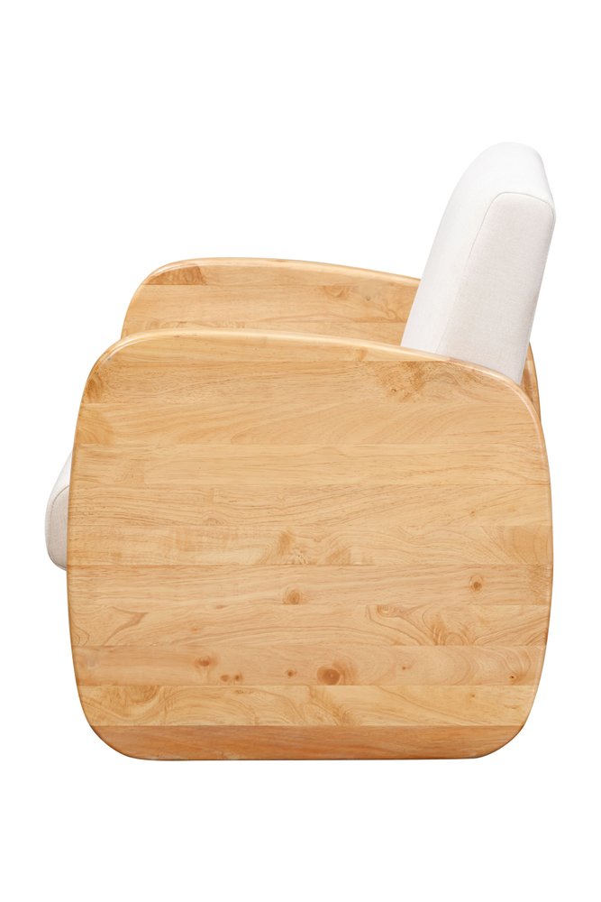 29" White And Natural Linen Arm Chair