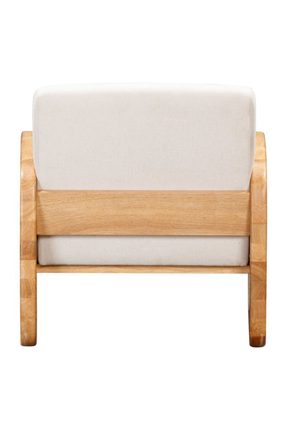 29" White And Natural Linen Arm Chair