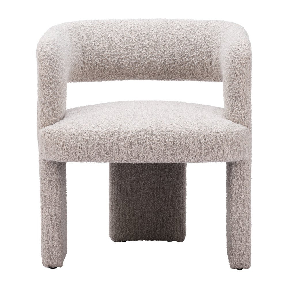 27" Beige Faux Shearling And Upholstered Arm Chair