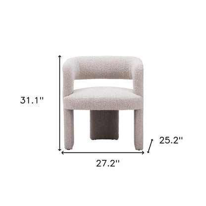 27" Beige Faux Shearling And Upholstered Arm Chair