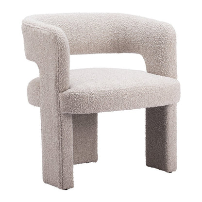 27" Beige Faux Shearling And Upholstered Arm Chair