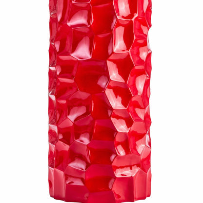 36" Red Faceted Geometric Resin Floor Vase