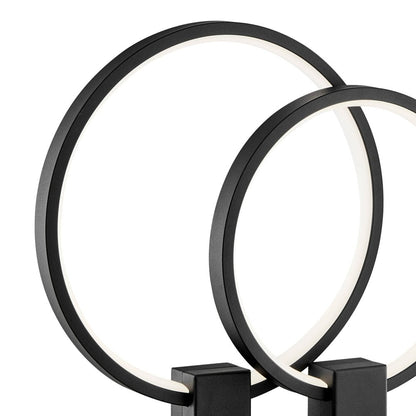 15" Black Metal Two Light Mod Round Circle LED Table Lamp