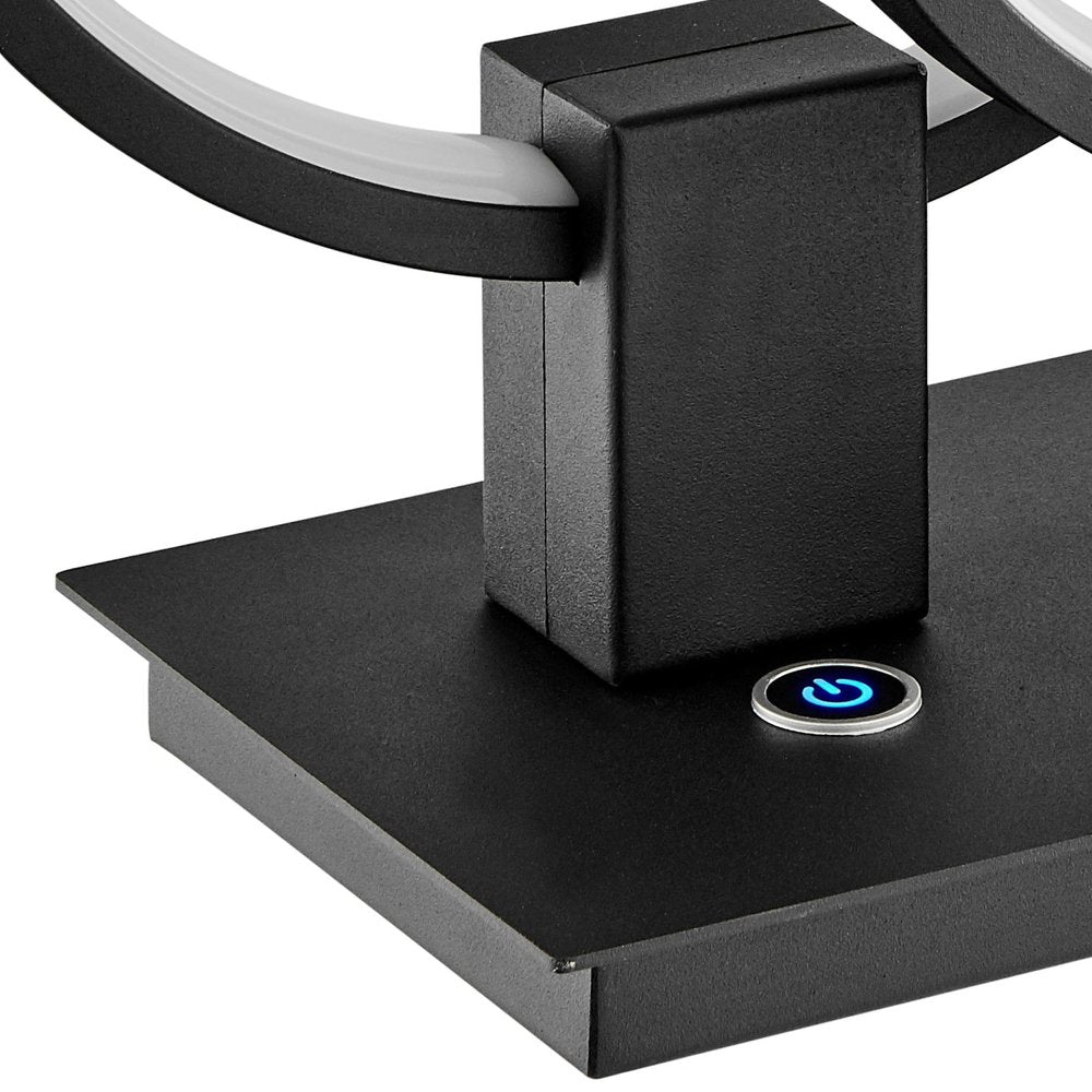 15" Black Metal Two Light Mod Round Circle LED Table Lamp