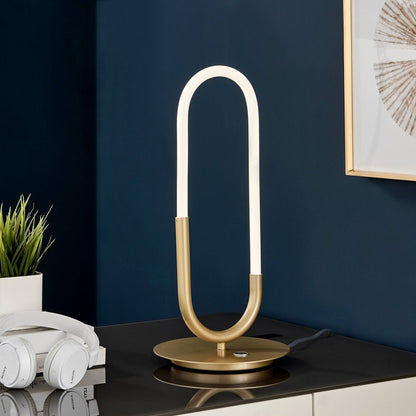 19" Gold Acrylic And Metal Mod Paper Clip LED Table Lamp