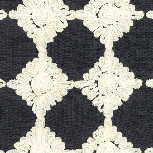 SCHUMACHER  HAPPY TOGETHER ROSETTE EMBROIDERY EMBROIDERIES EMBROIDERIES CHARCOAL   - 55870