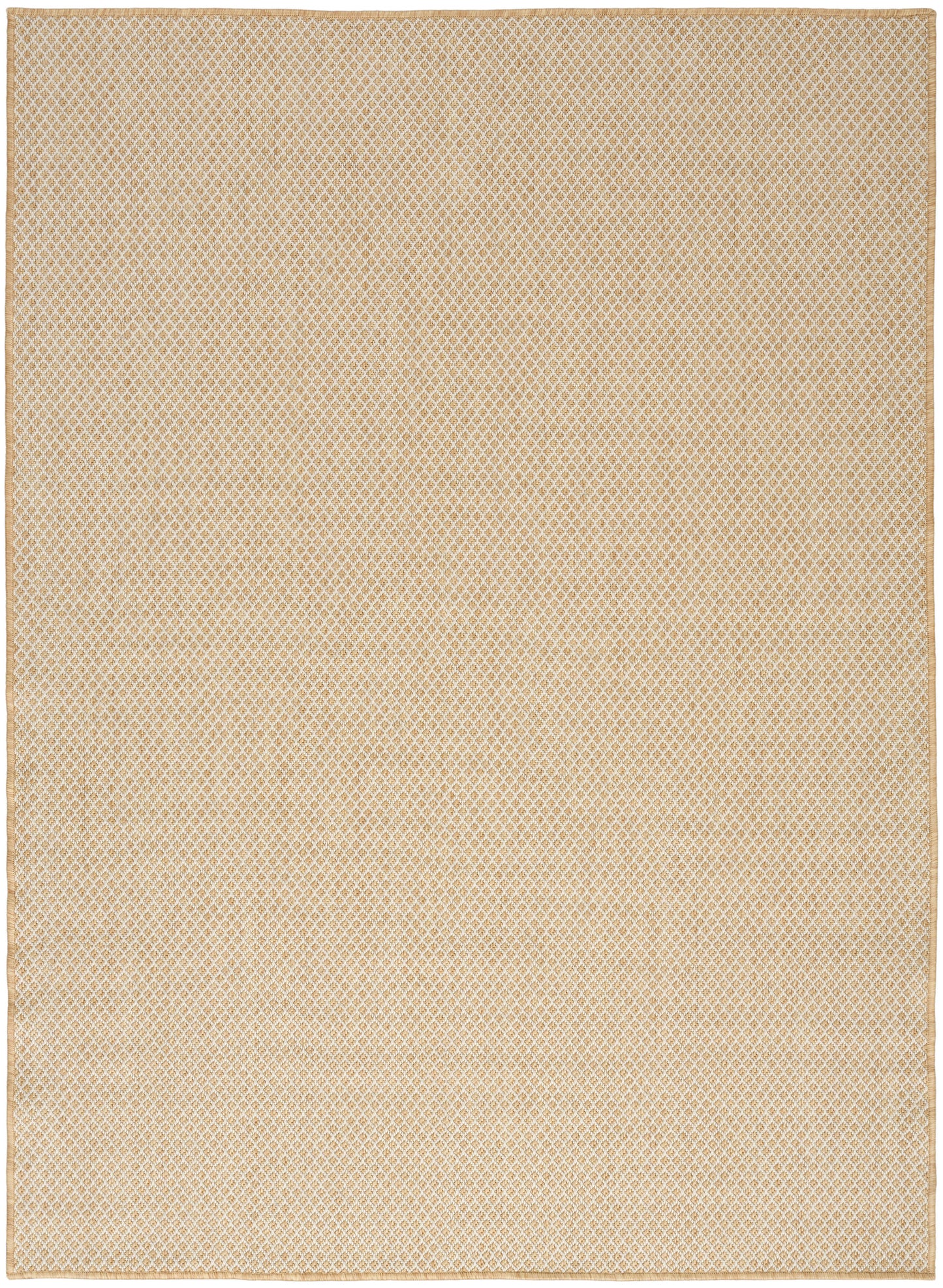 Beige textured rug swatch with subtle diamond lattice pattern.