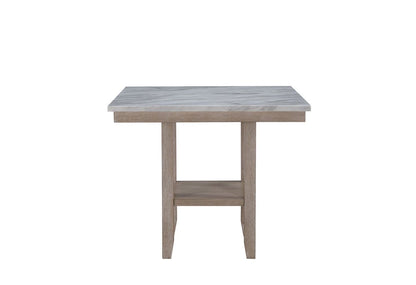 42" White and Natural Faux Marble and Wood Square Bar Table