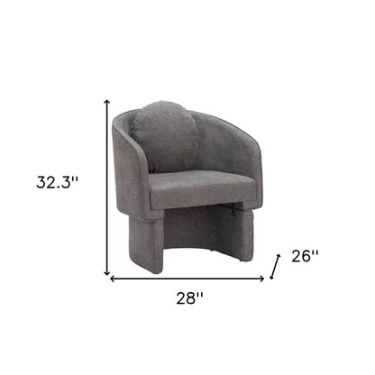 28" Gray Upholstered Club Chair And Toss Pillow