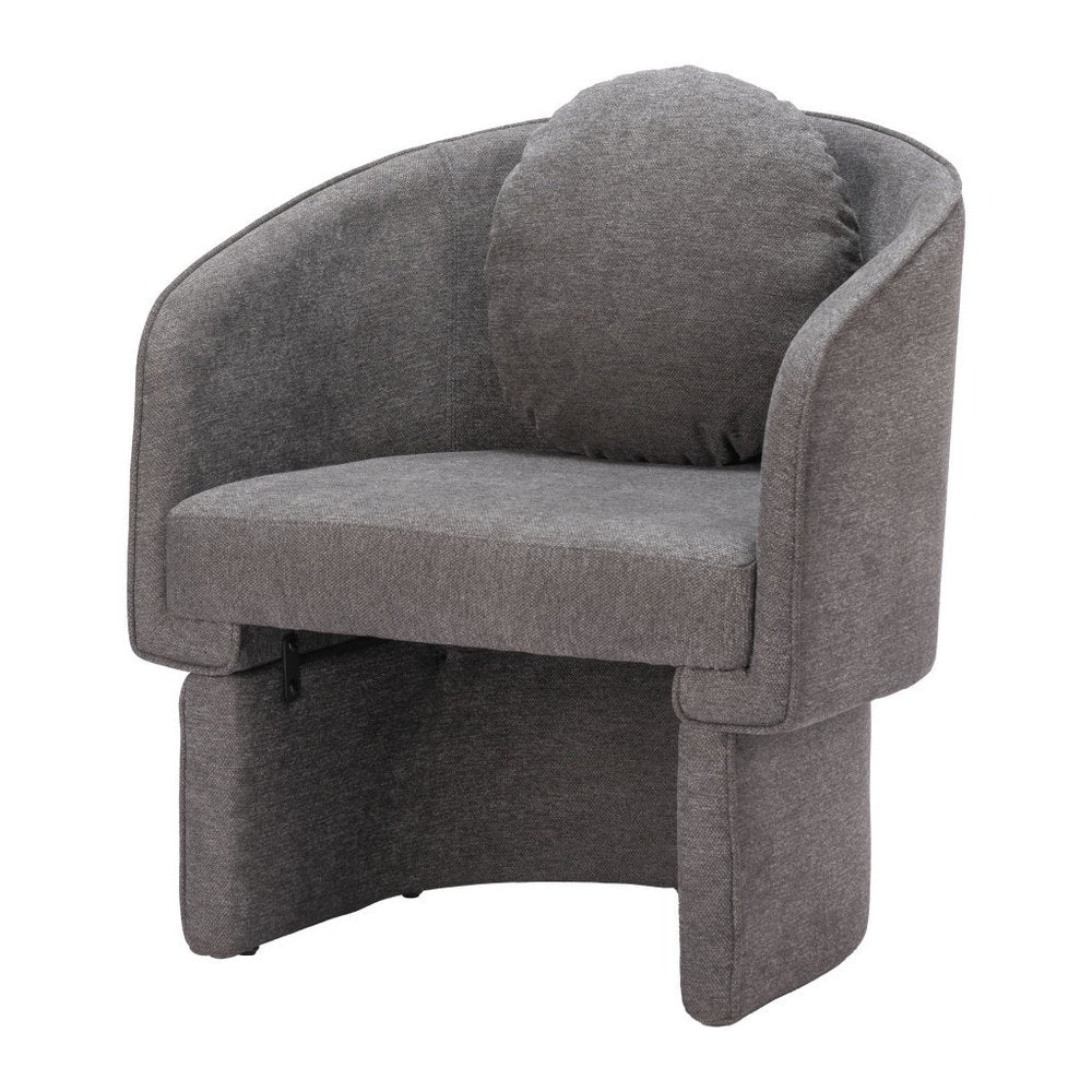 28" Gray Upholstered Club Chair And Toss Pillow