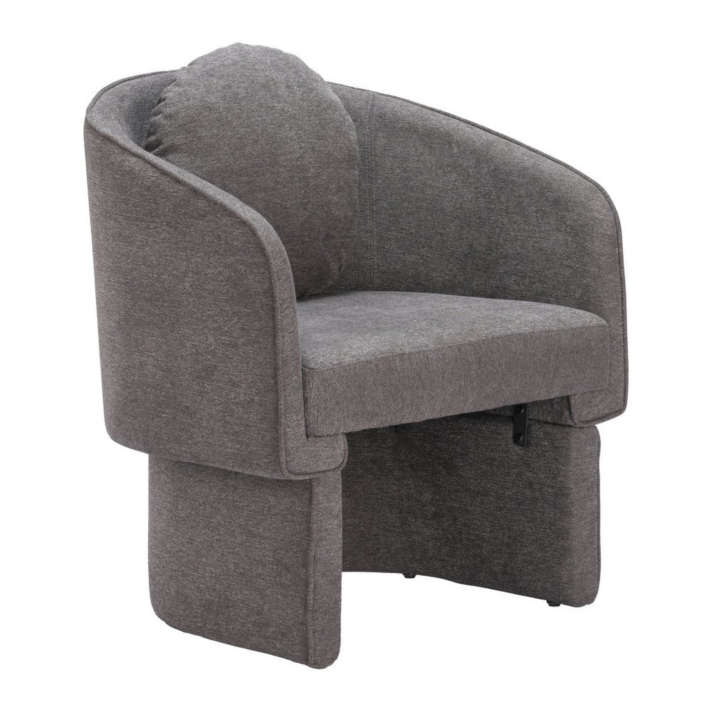 28" Gray Upholstered Club Chair And Toss Pillow