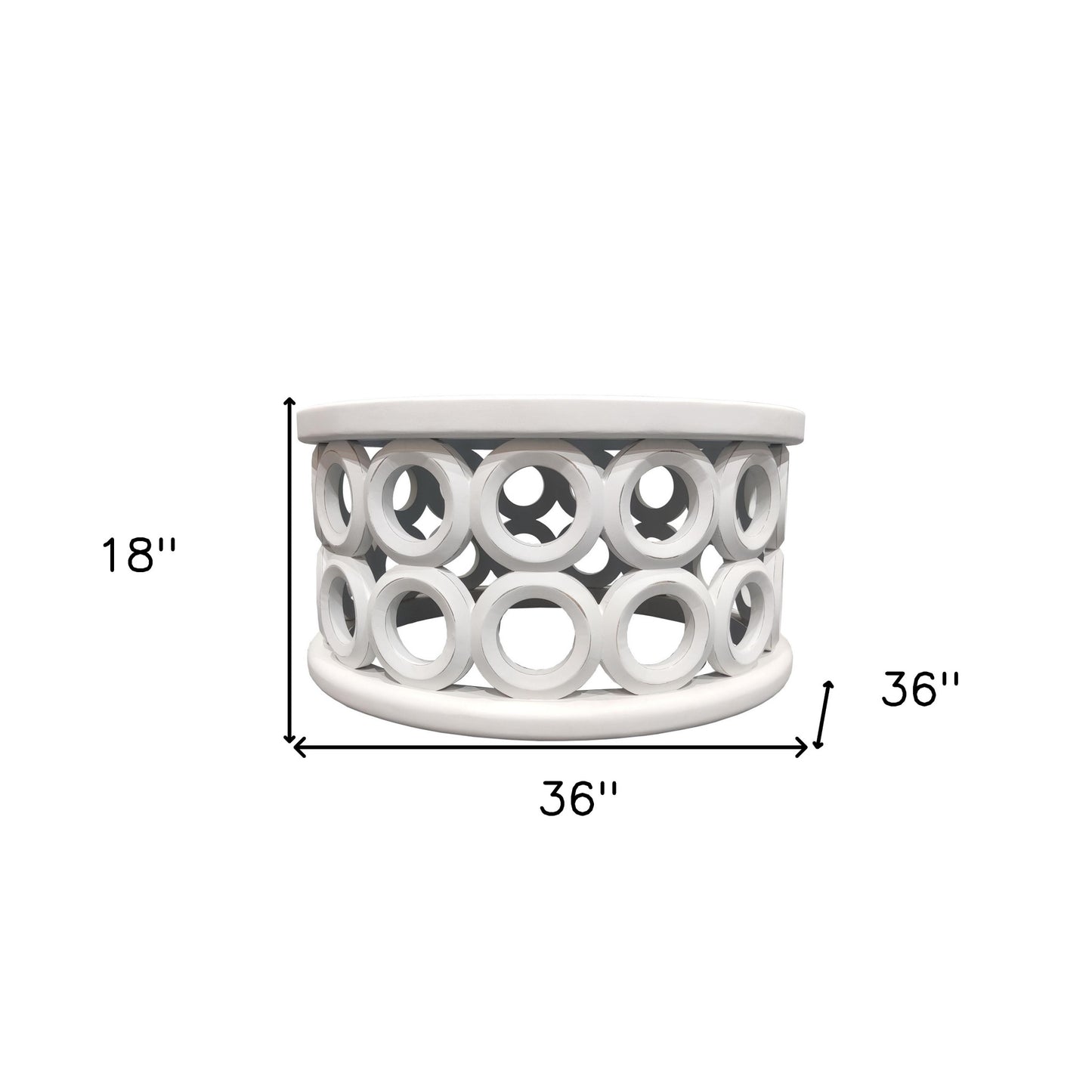 36" White Solid Wood Round Coffee Table