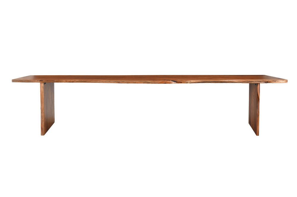 60" Brown Solid Wood Live Edge Dining Bench