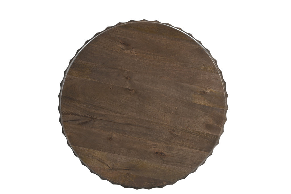 36" Brown Solid Wood Round Coffee Table