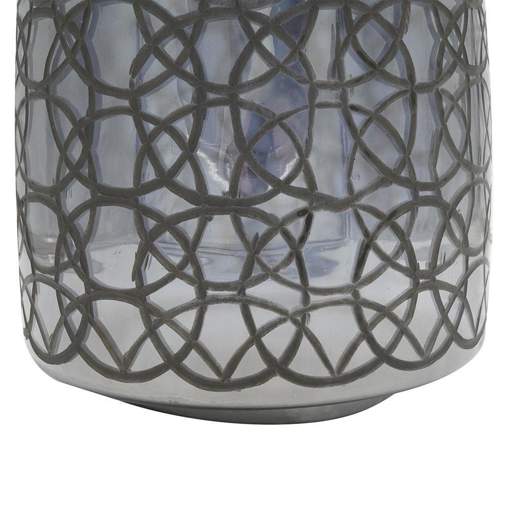 12" Dark Gray Geometric Round Glass Table Vase