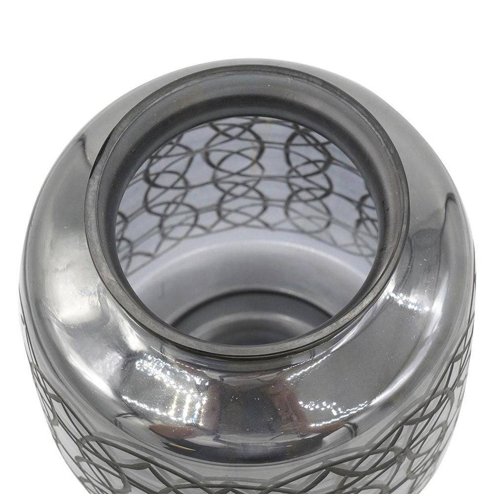 12" Dark Gray Geometric Round Glass Table Vase