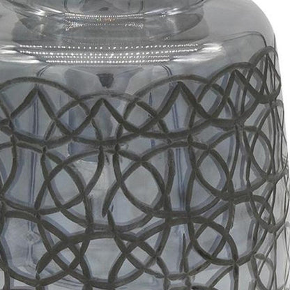 12" Dark Gray Geometric Round Glass Table Vase