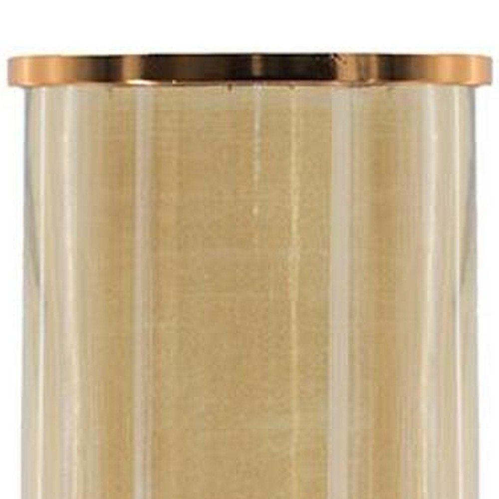 19" Gold And White Glass And Marble Table Vase