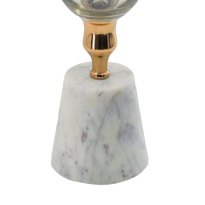 19" Gold And White Glass And Marble Table Vase
