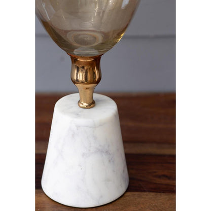 19" Gold And White Glass And Marble Table Vase