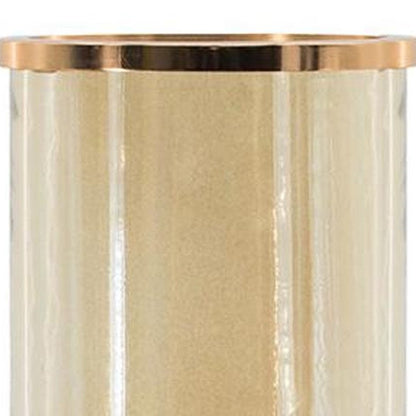 16" Gold And White Glass And Marble Table Vase