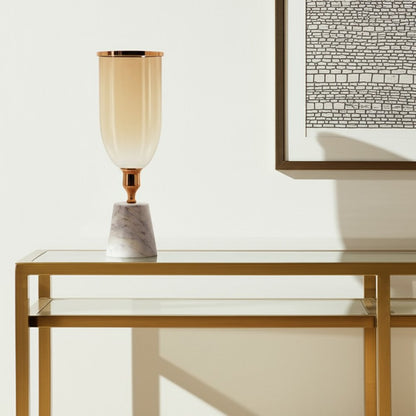 16" Gold And White Glass And Marble Table Vase