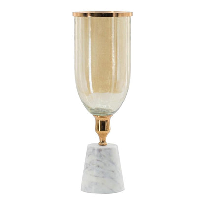 16" Gold And White Glass And Marble Table Vase