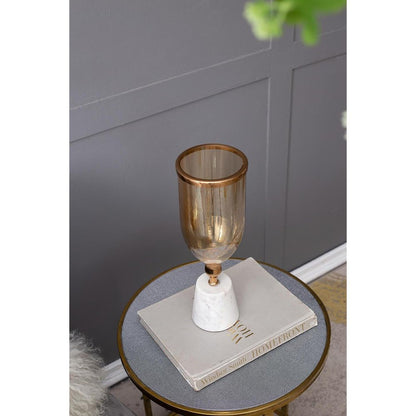 16" Gold And White Glass And Marble Table Vase