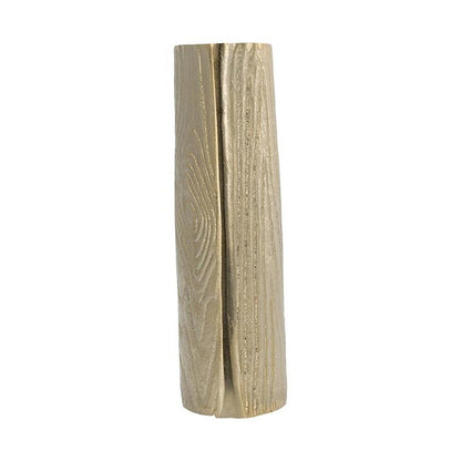 10" Gold Aluminum Oval Faux Wood Table Vase