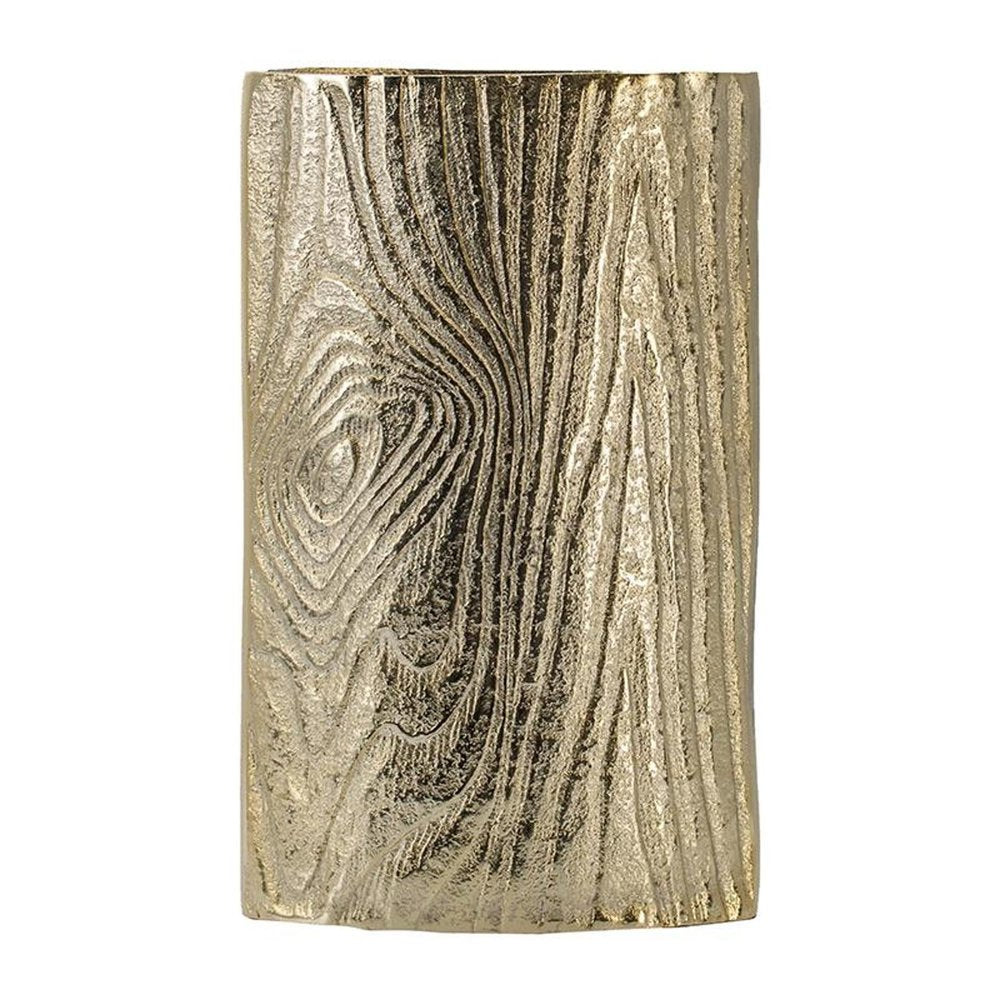 10" Gold Aluminum Oval Faux Wood Table Vase