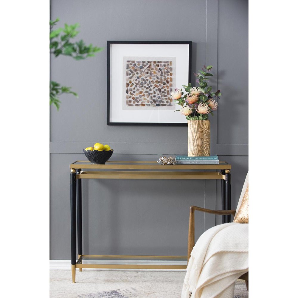 10" Gold Aluminum Oval Faux Wood Table Vase