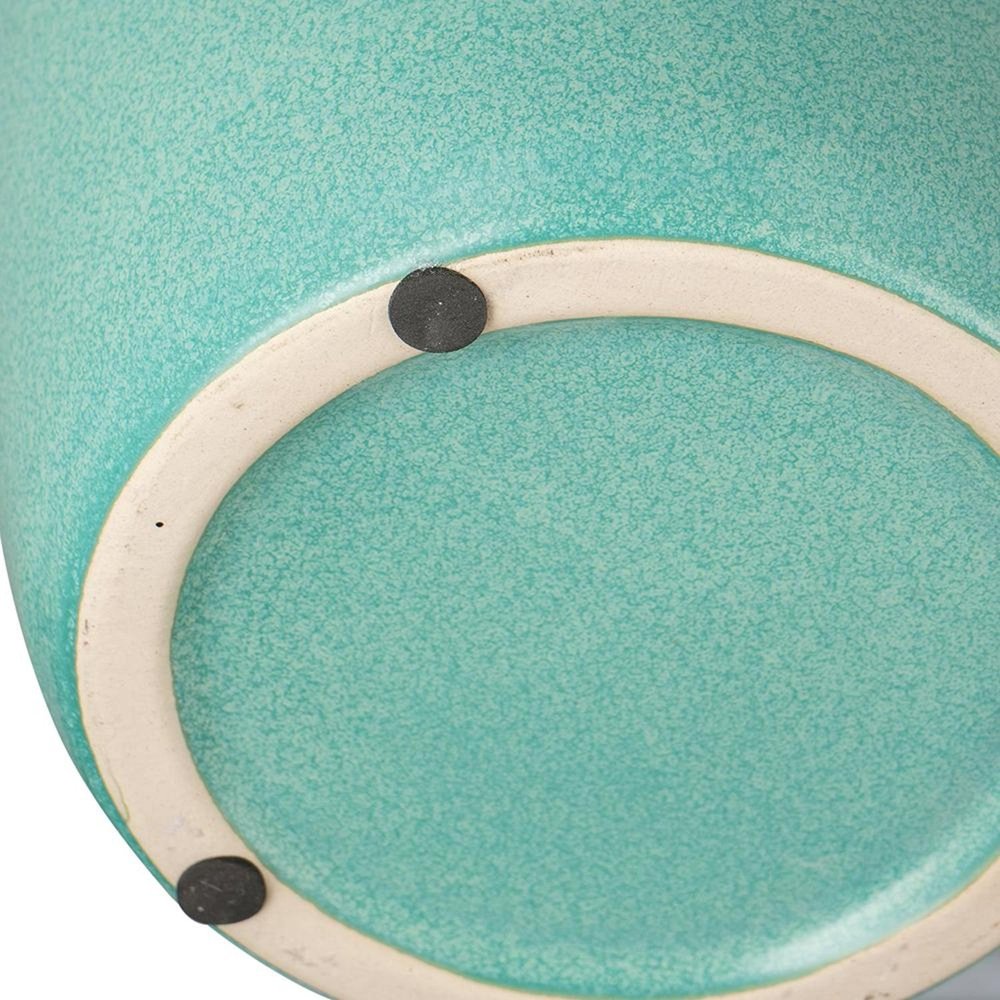 13" Aqua And Terra Cotta Ceramic Round Table Vase