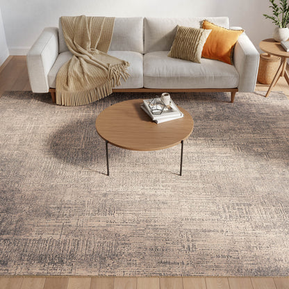 Beige textured rug, 8' x 10'.