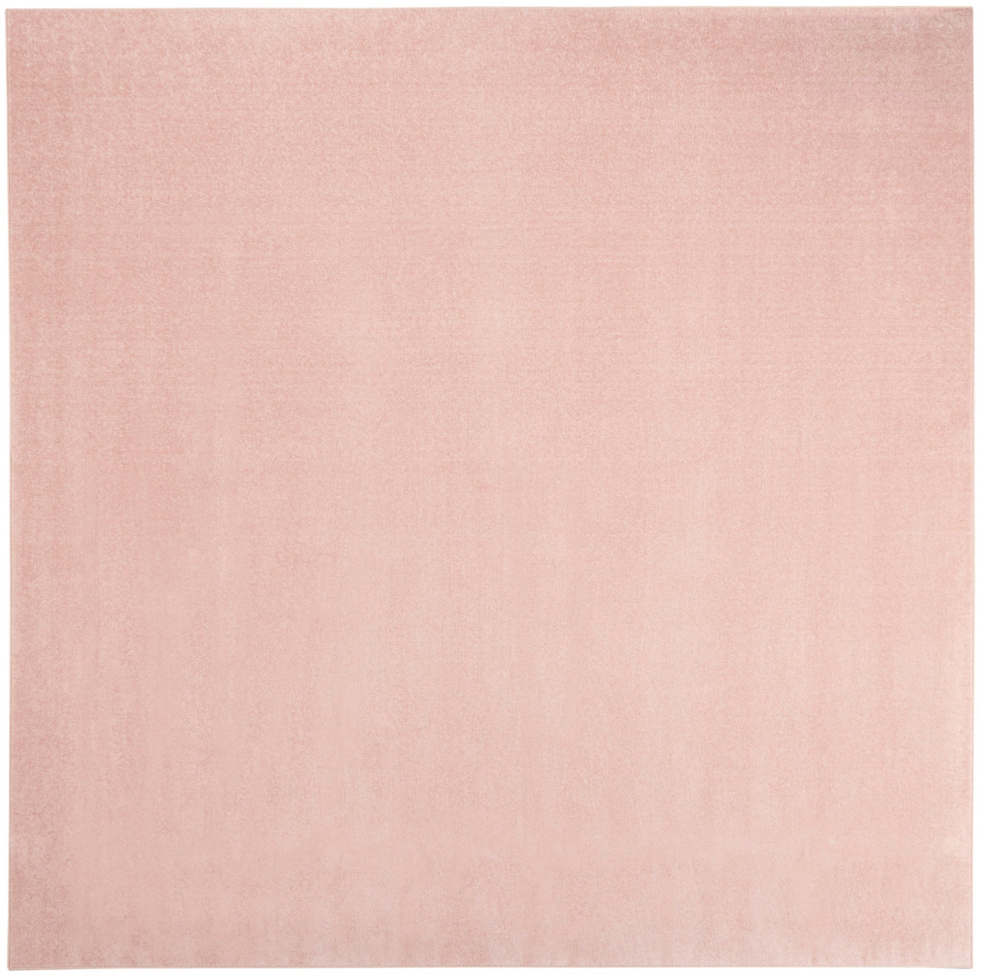 Soft rose-pink outdoor rug, square, low-pile texture for outdoor spaces.