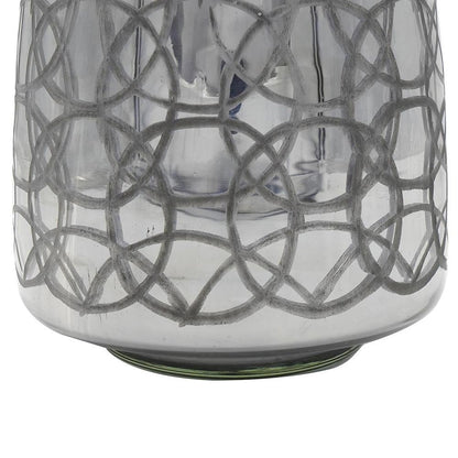 9" Dark Gray Geometric Etched Glass Table Vase