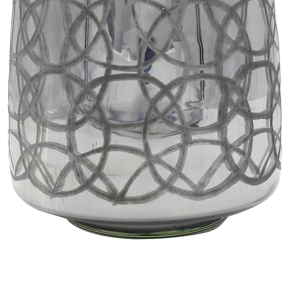 9" Dark Gray Geometric Etched Glass Table Vase