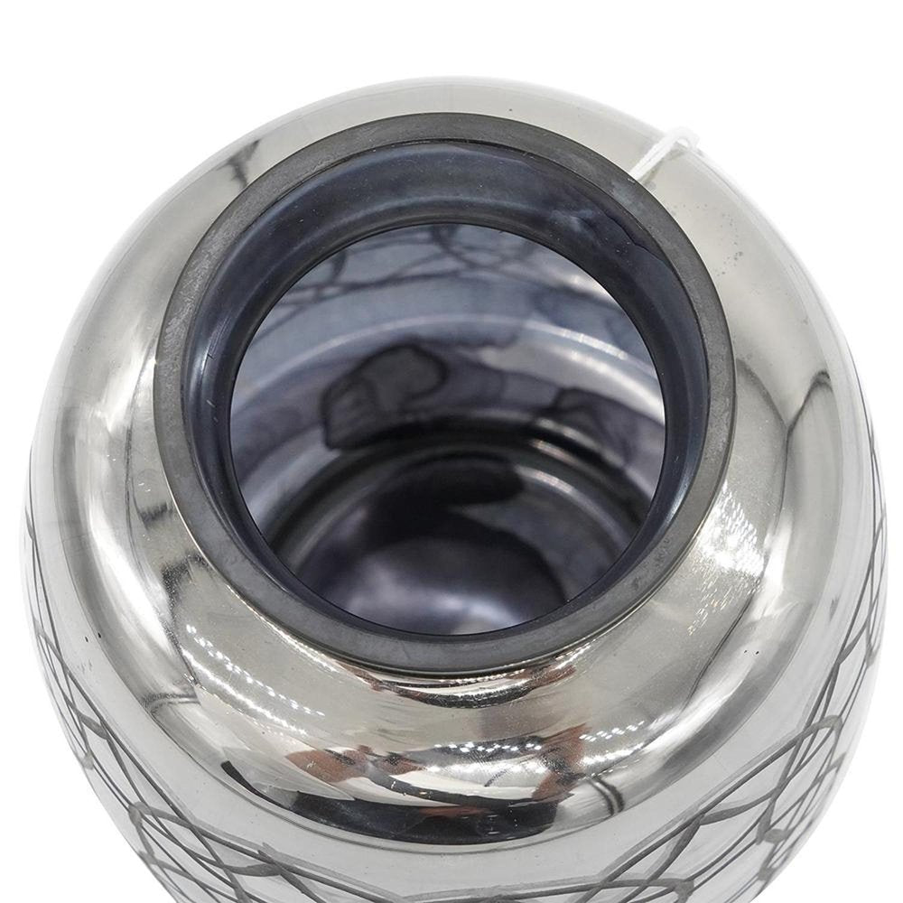 9" Dark Gray Geometric Etched Glass Table Vase