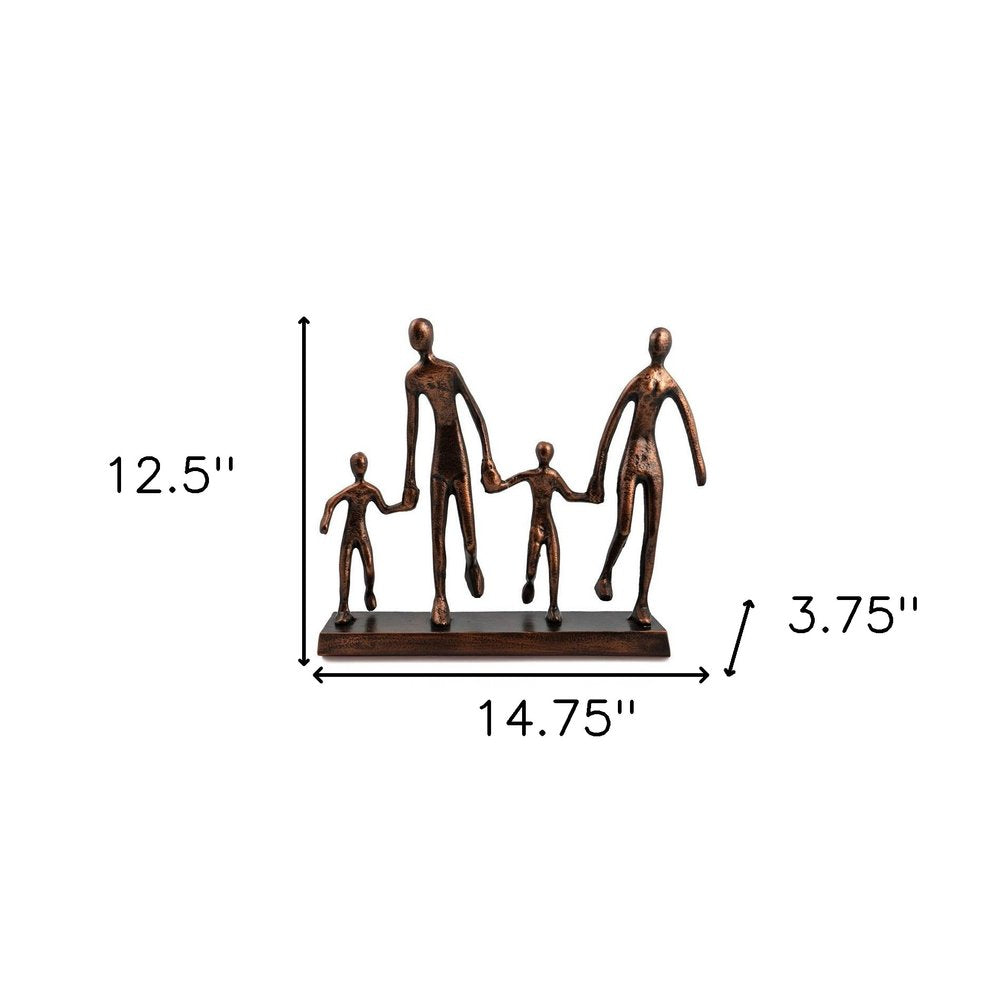 13" Copper Aluminum People Tabletop Sculpture