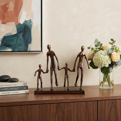 13" Copper Aluminum People Tabletop Sculpture