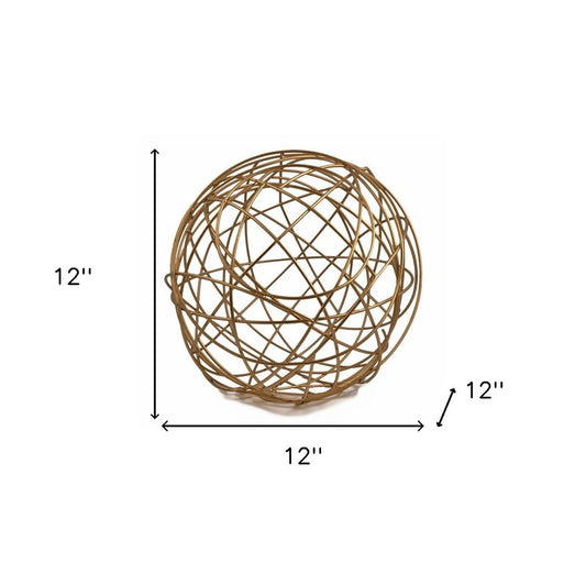 7" Gold Aluminum Decorative Orb Tabletop Sculpture