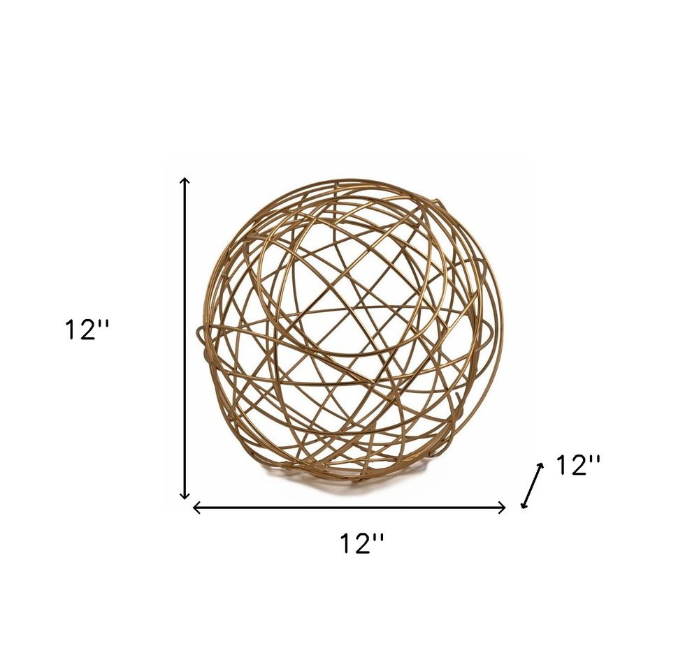 7" Gold Aluminum Decorative Orb Tabletop Sculpture