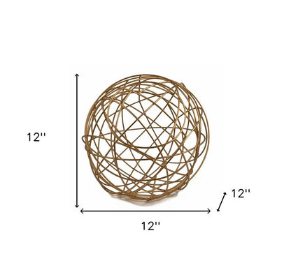 7" Gold Aluminum Decorative Orb Tabletop Sculpture