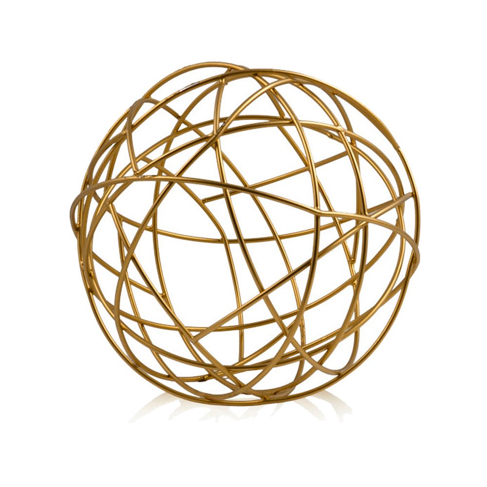 12" Gold Aluminum Decorative Orb Tabletop Sculpture