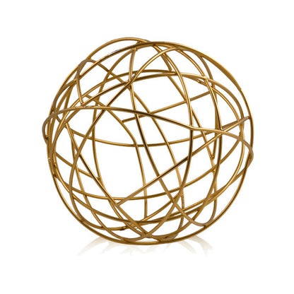 12" Gold Aluminum Decorative Orb Tabletop Sculpture