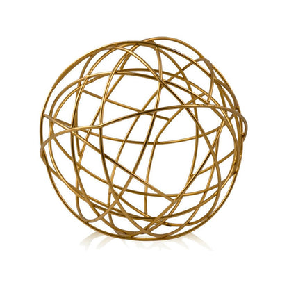 12" Gold Aluminum Decorative Orb Tabletop Sculpture