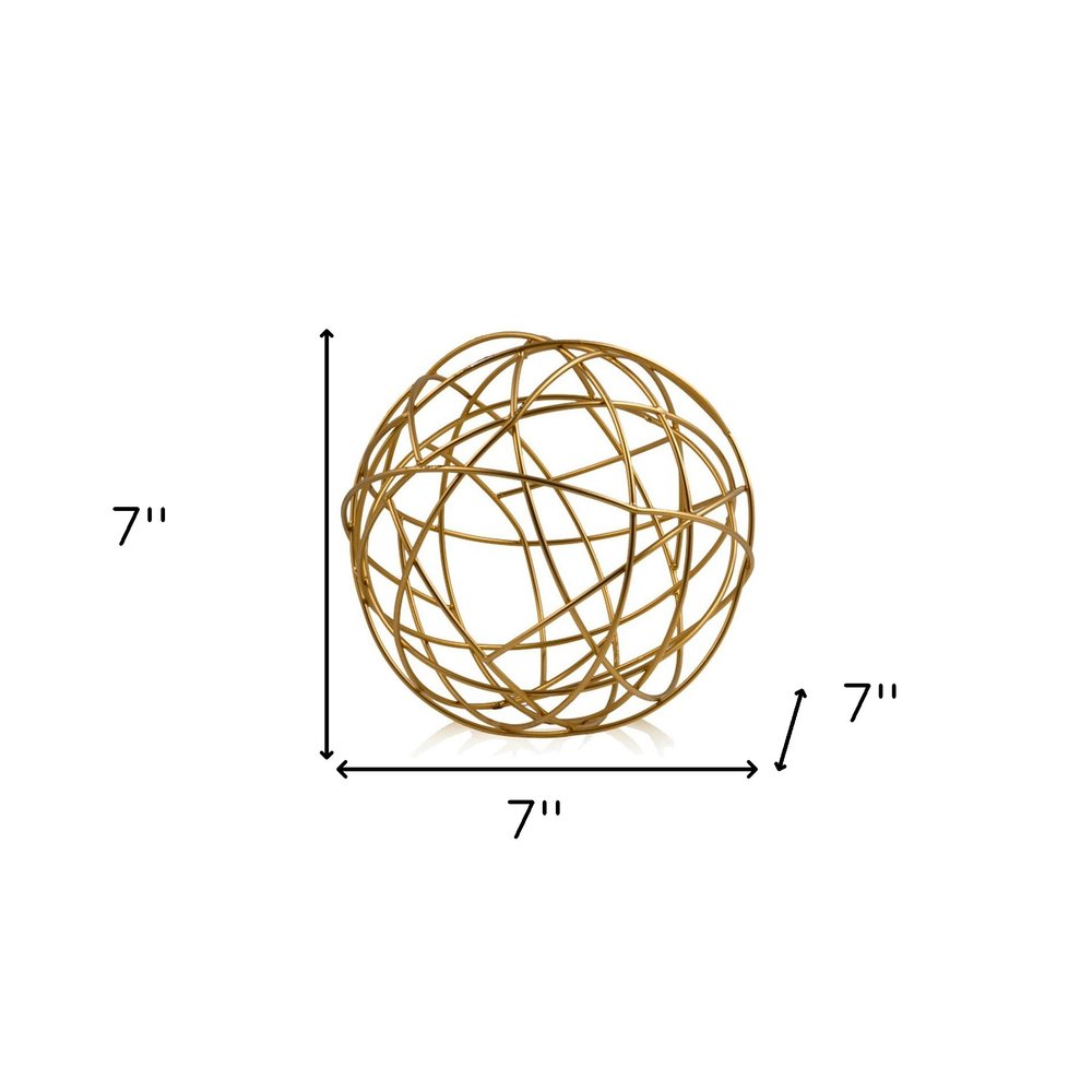 12" Gold Aluminum Decorative Orb Tabletop Sculpture