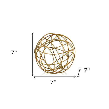 12" Gold Aluminum Decorative Orb Tabletop Sculpture