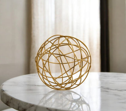 12" Gold Aluminum Decorative Orb Tabletop Sculpture